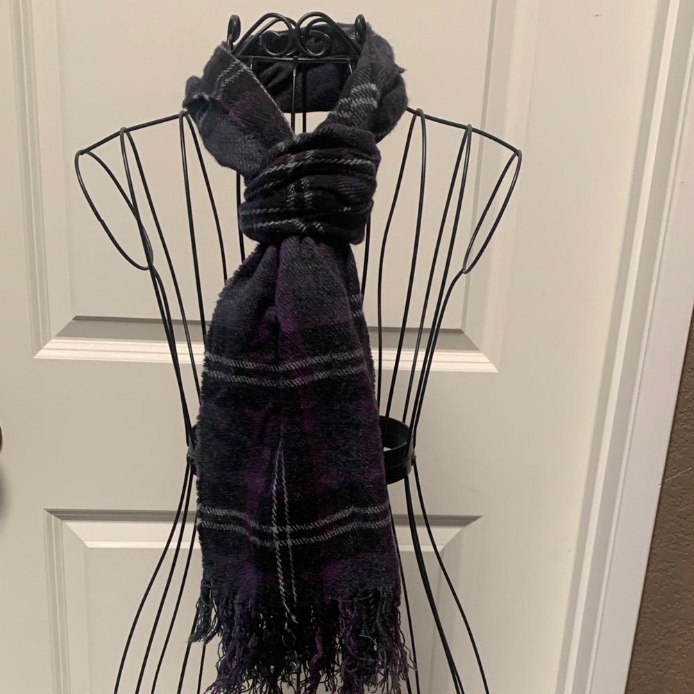 Plaid Purple and Black Scarf